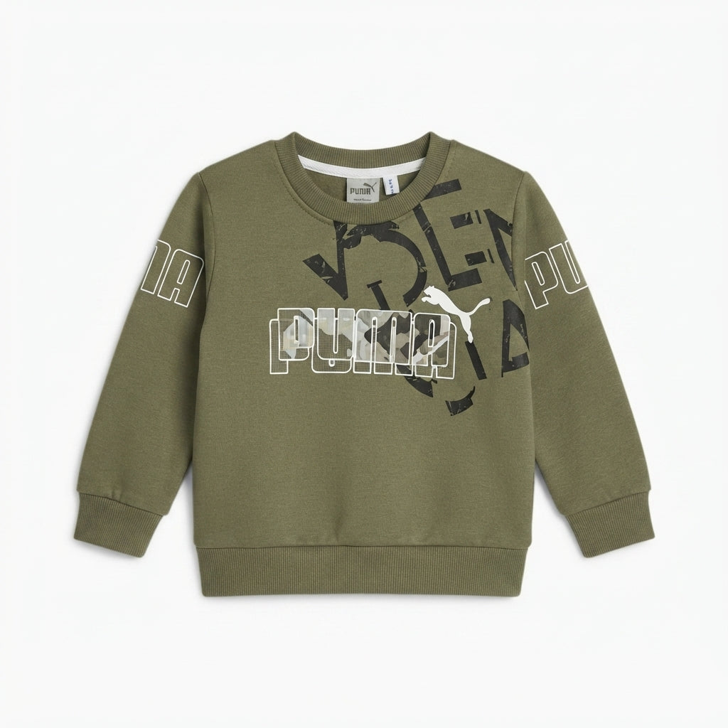 Kids' Olive Green Camo Graphic Sweatshirt — Photo 2
