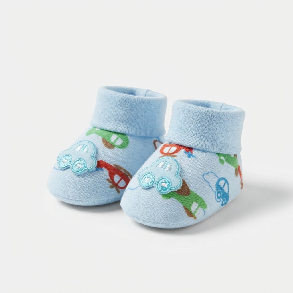 Floral Print  Heart Newborn Baby Booties