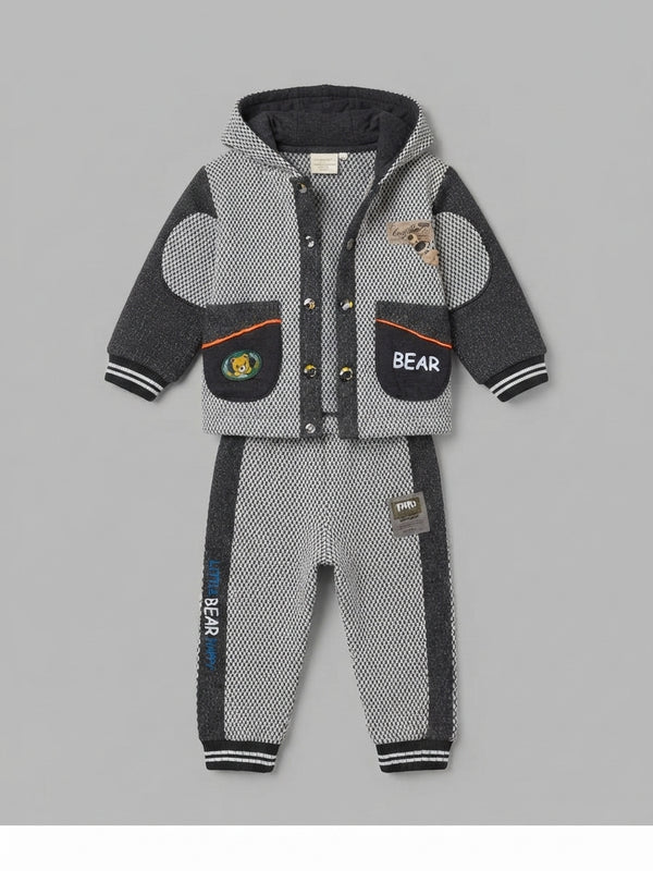 Toddler Boys Black and White Hoodie Set — Photo 2