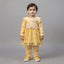 Toddler Girls' Yellow Velour Peplum Top and Pants Set with Lace and Floral Embroidery