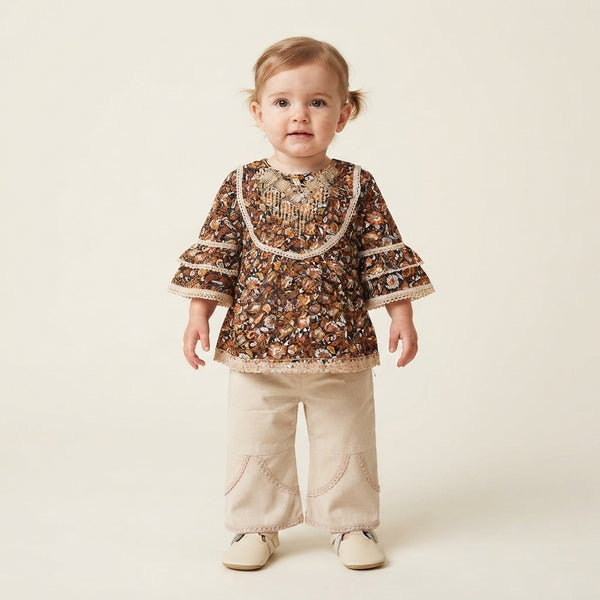 Girls Ethnic Print Suit | Winter Kids Wear