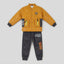 Boys Mustard Patent Puffer Jacket & Grey Corduroy Joggers Tracksuit Set