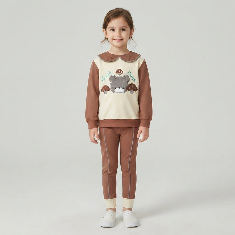 Toddler Bear Mushroom Appliqué Tracksuit