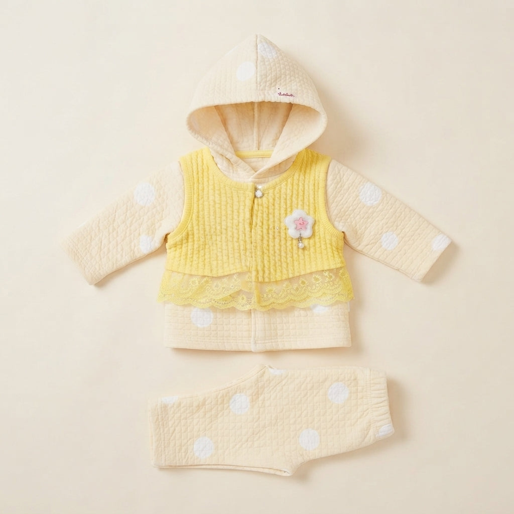 Baby Girl Yellow Polka Dot Suit — Photo 3