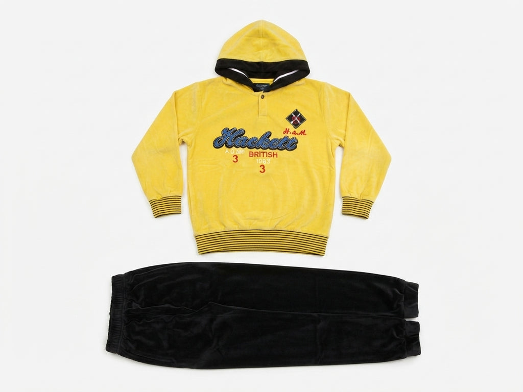 Boys Yellow &amp; Black 2-Piece Hooded Winter Tracksuit
