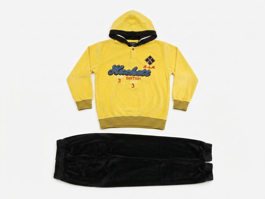 Boys Yellow &amp; Black 2-Piece Hooded Winter Tracksuit