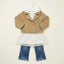 Girls Imported Coat Style Jacket with Inner Hoodie & Fancy Jeans 3 Piece Suit