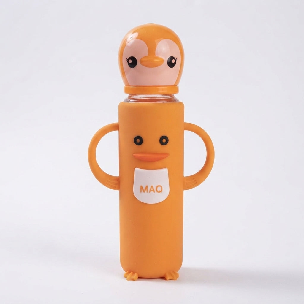 Baby Glass Feeding Bottle with Protective Rubber Cover