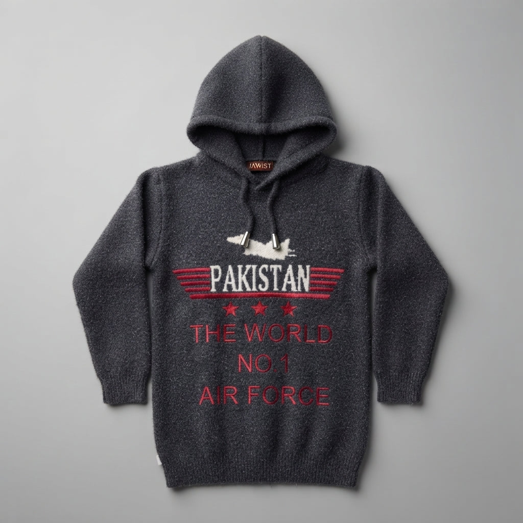 Charcoal Grey Hooded Sweater with PAF Graphic