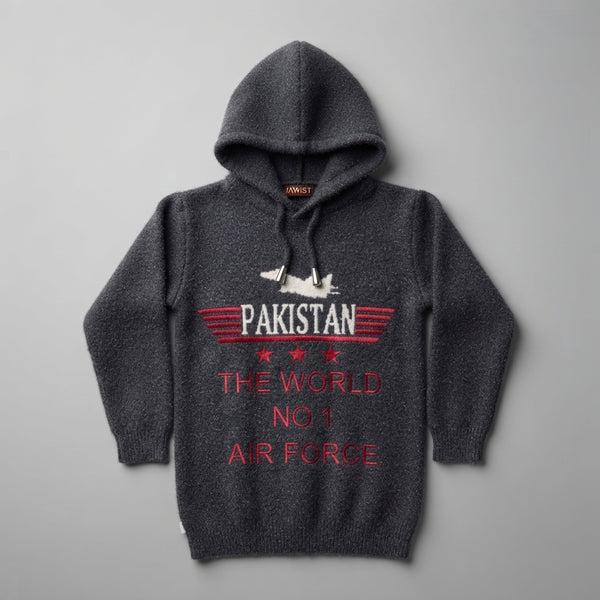 Charcoal Grey Hooded Sweater with PAF Graphic