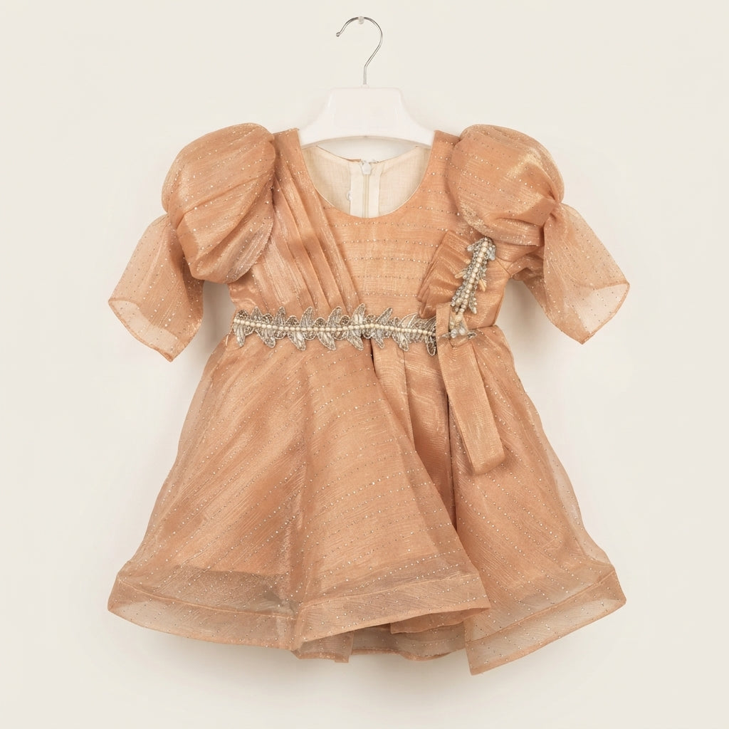 Sparkling  Puff Sleeve Baby Frock