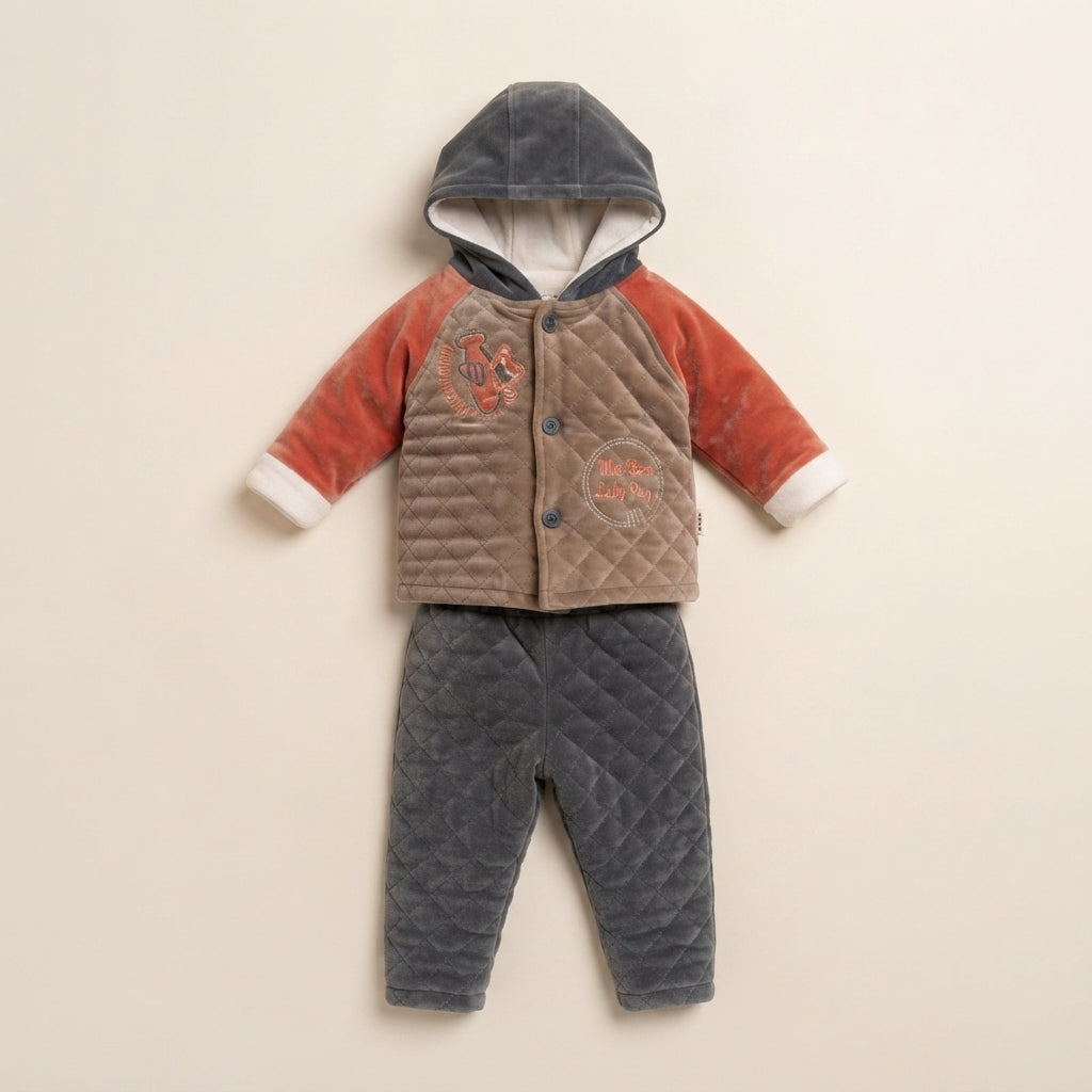 Boys Velvet Hoodie and Trouser Winter Set — Photo 2