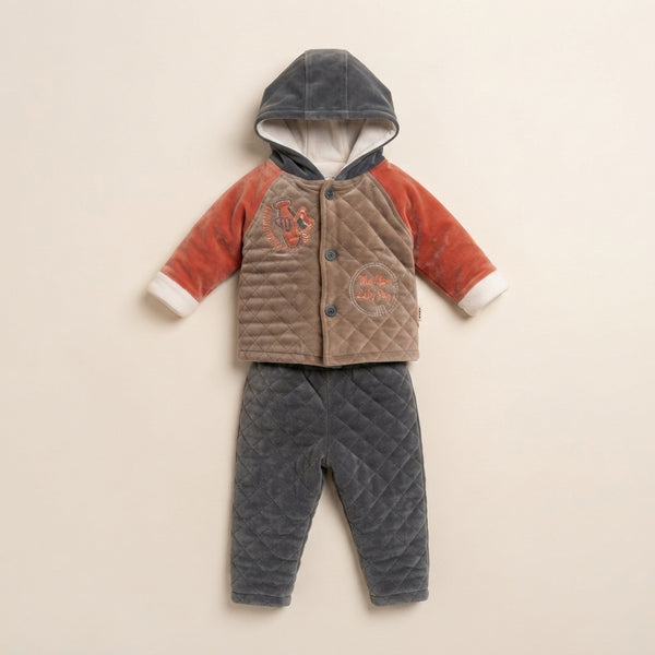 Boys Velvet Hoodie and Trouser Winter Set — Photo 2