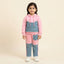 Girls Pink & Denim Patchwork 2-Piece Hoodie Set
