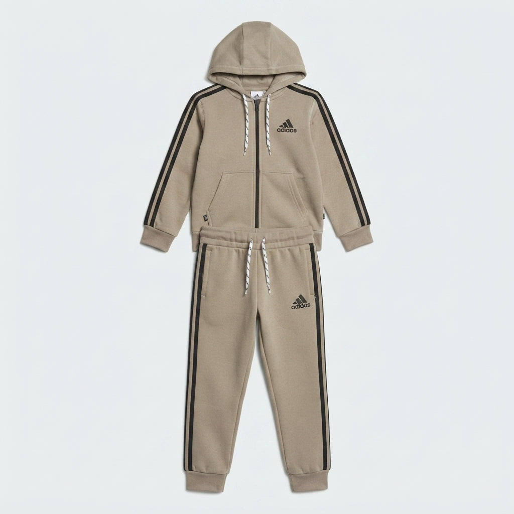 Boys Beige Athletic Zip-Up Tracksuit For Boys — Photo 2