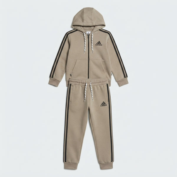 Boys Beige Athletic Zip-Up Tracksuit For Boys — Photo 2
