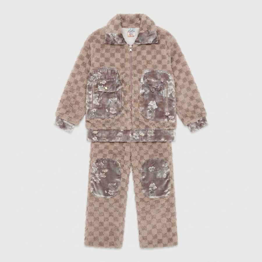 Girls Brown Faux Fur Floral Suit — Photo 2