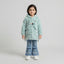 Mint Green Fluffy Fur Coat and Embroidered Flare Jeans Set