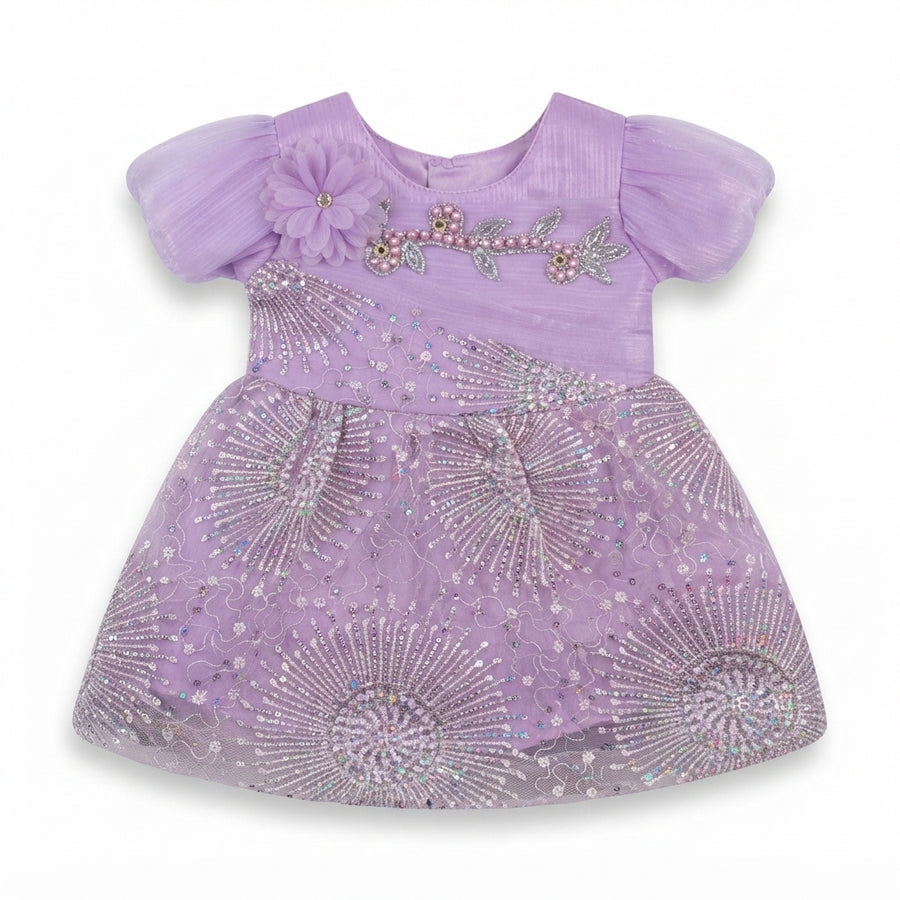 Purple Sequin Embroidered Party Frock