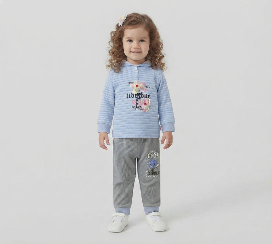 Newborn Girls Stylish Two Piece Hooded Sweatshirt Set