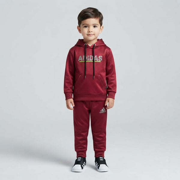 Boys Maroon Fleece Hoodie Set — Photo 2
