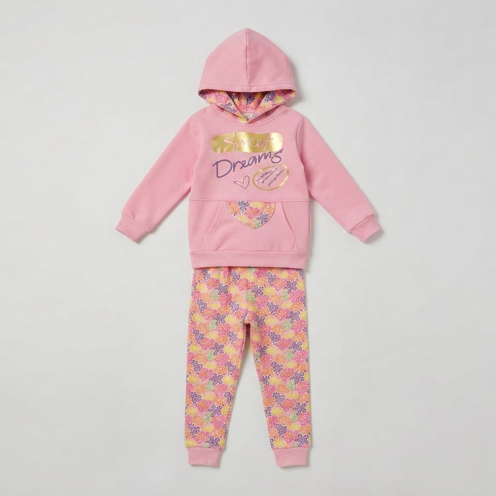 Girls Pink Sweet Dreams Jogger Set — Photo 2