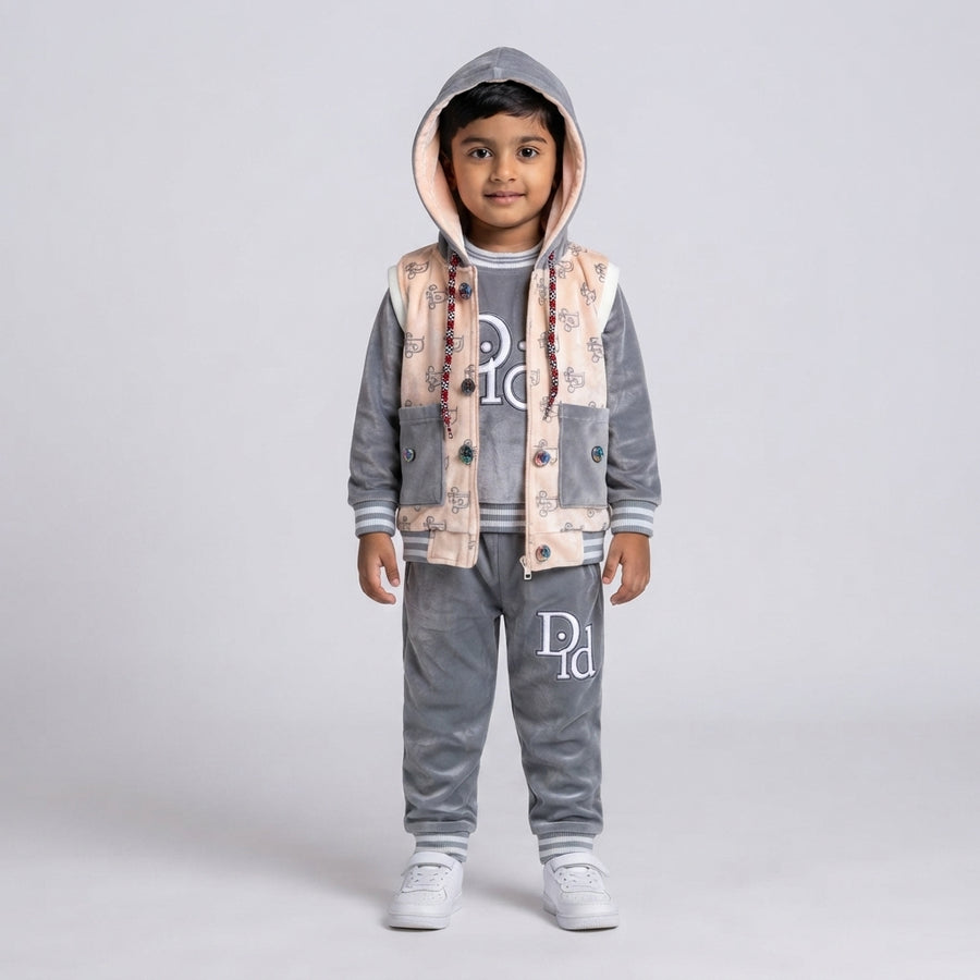 Boys Premium Velvet 3 Piece Suit – Stylish Winter Party Wear