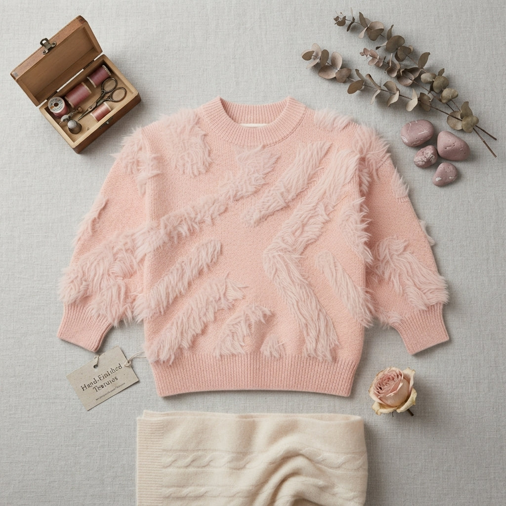 Girls Pink Wool Sweater – Soft & Warm Winter Wear