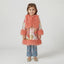 Designer Peach Fur-Trimmed Swirl Tunic with Cherry Embroidered Flared Jeans Set for Girls
