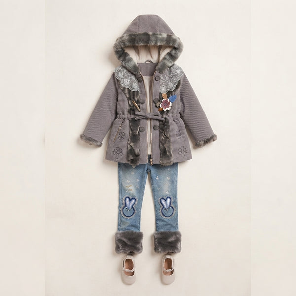 Little Girl in Grey Corduroy Coat — Photo 3