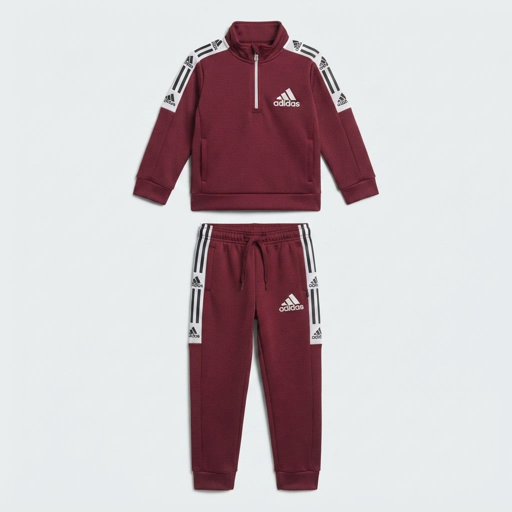 Boys Maroon Quarter-Zip Athletic Tracksuit — Photo 2