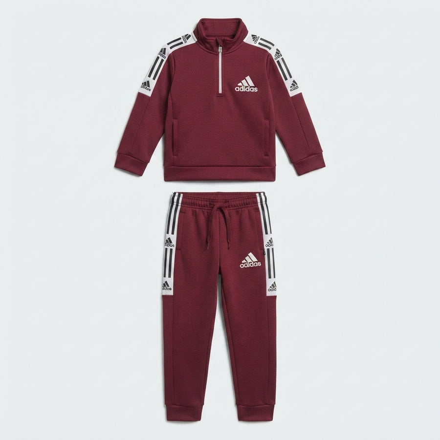 Boys Maroon Quarter-Zip Athletic Tracksuit — Photo 2