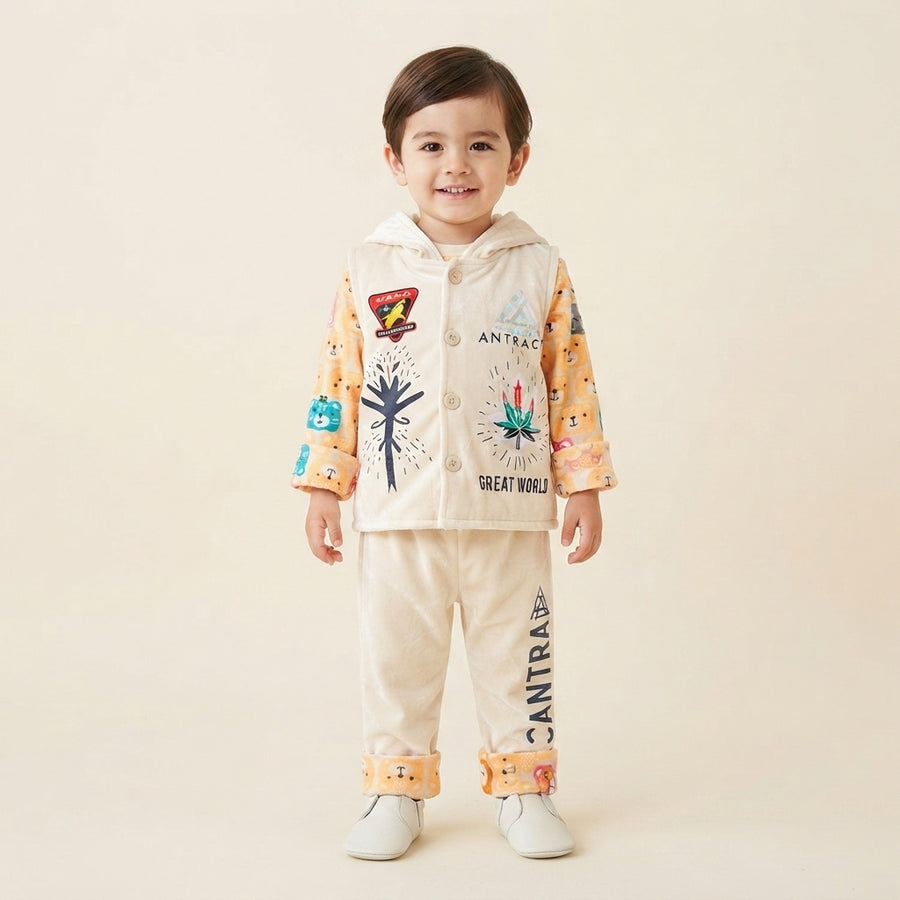 Boys Premium Velvet 3 Piece Suit | Stylish Winter Outfit | 1–2 Years
