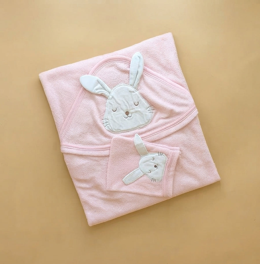Pink Bunny Hooded Baby Towel
