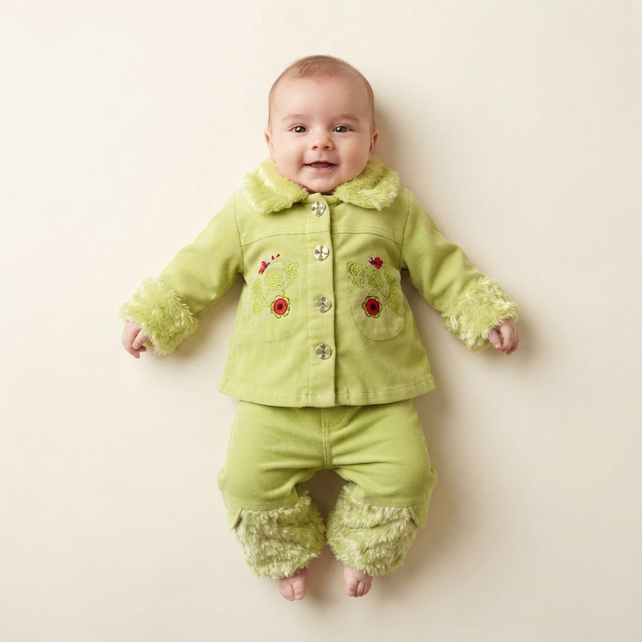 Baby Girl Faux Fur Trimmed Velvet Two-Piece Outfit | 3–9 Months