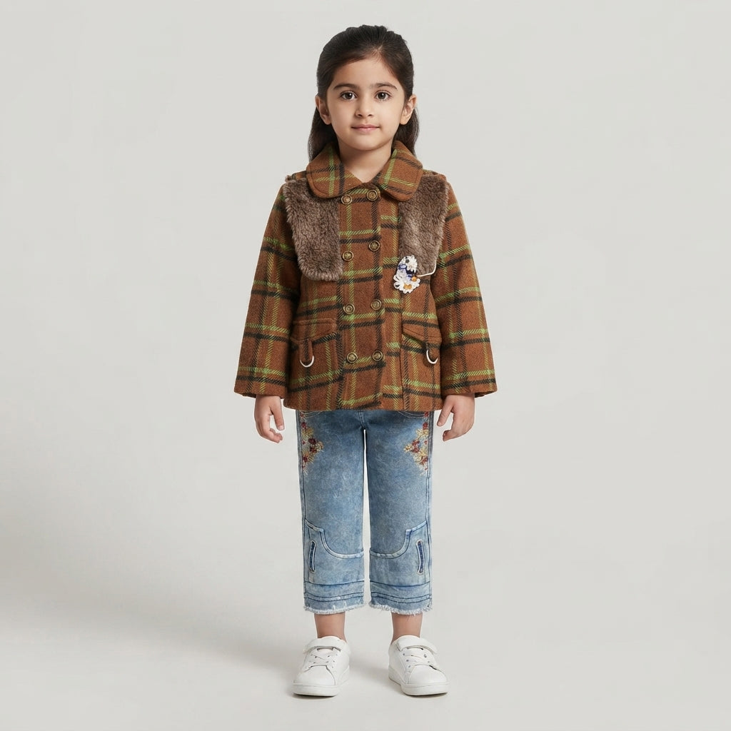 Girls 2 Piece Western Style Attire | Stylish Kids Winter Outfit