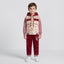 Kids Boys Stylish 3-Piece Velvet Hooded Vest, Striped Shirt & Trouser Outfit