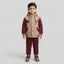 Boys Maroon and Beige Quilted Hooded 2-Piece Tracksuit Set