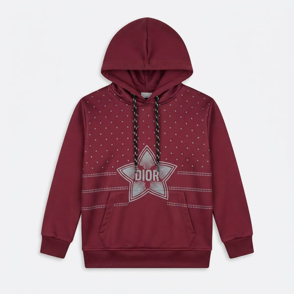 Kids' Maroon Star Print Hoodie — Photo 2