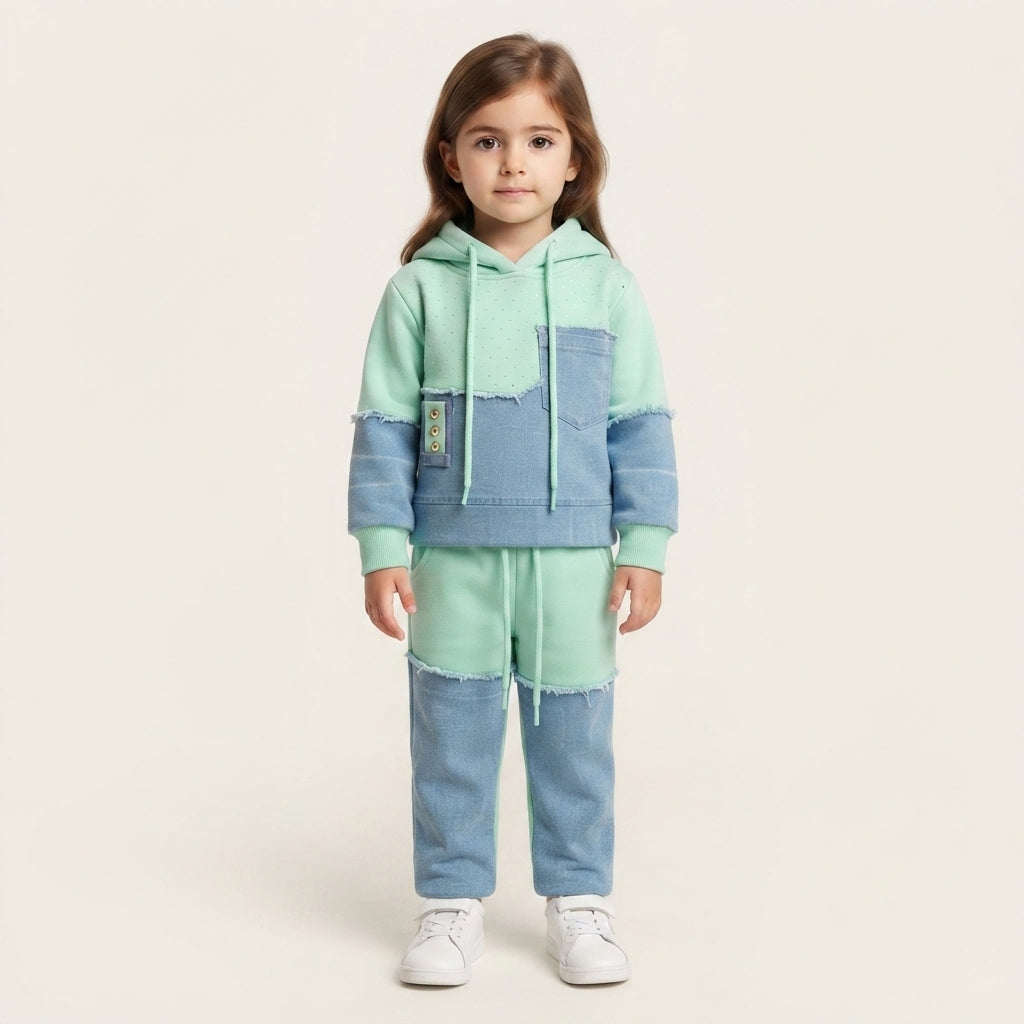 2 Piece Girls Winter Fleece Suit, Stylish and Warm Kids Winter Wear