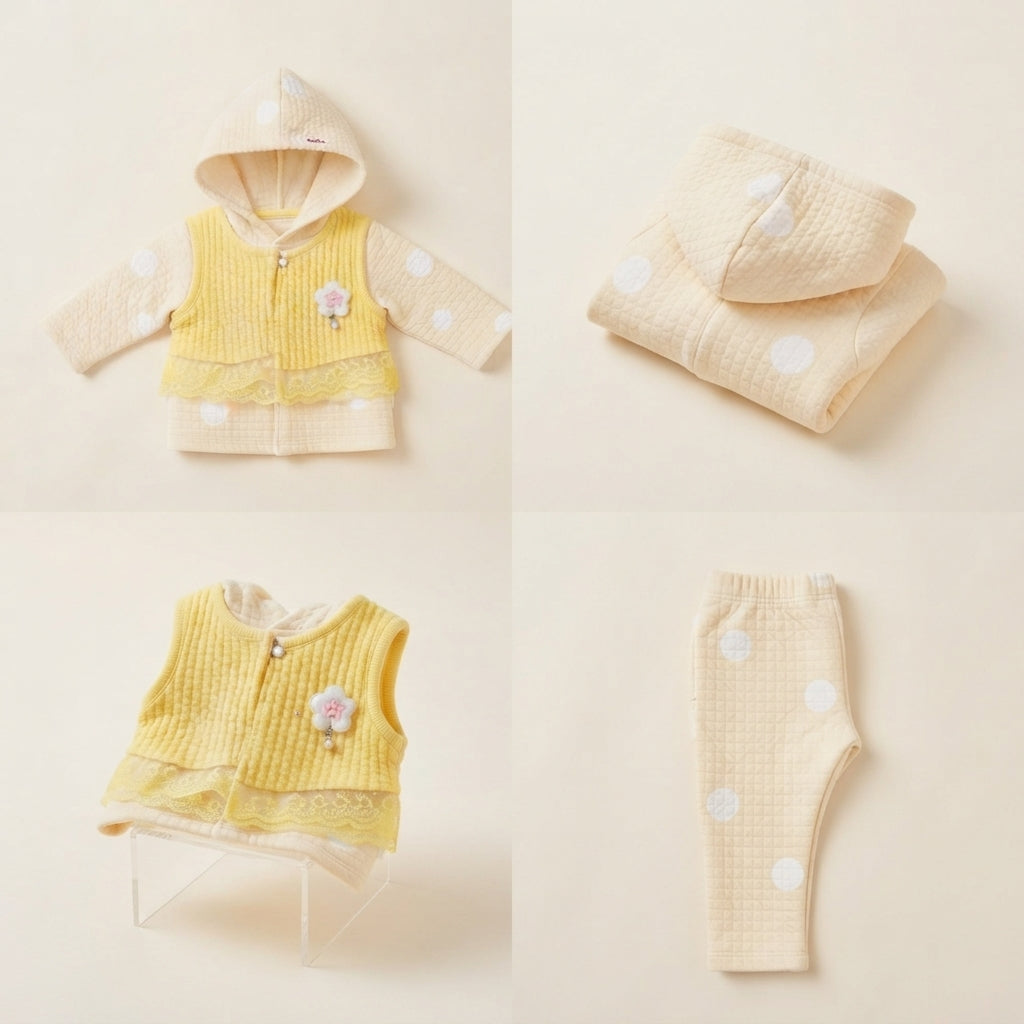 Baby Girl Yellow Polka Dot Suit — Photo 2