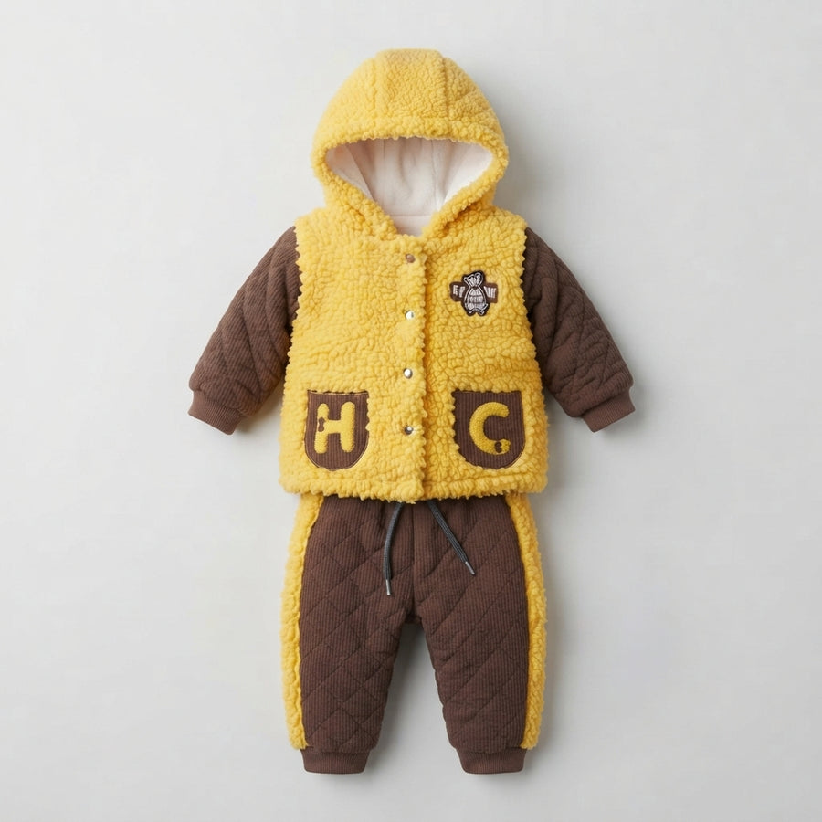 Baby Boy Shaggy Wool Hoodie Outfit — Photo 2