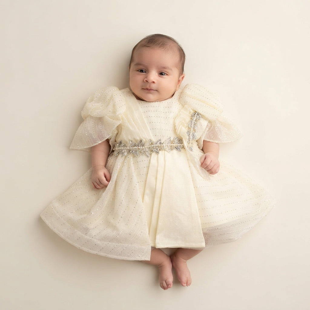 Ivory Shimmer Newborn Frock