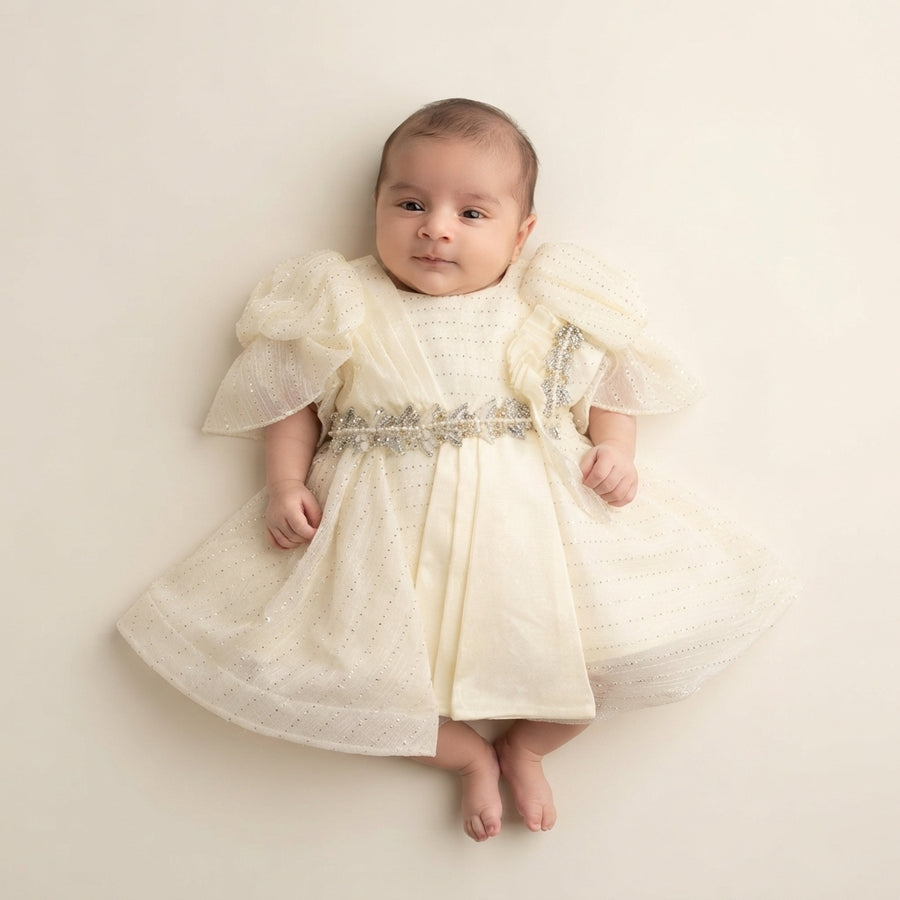 Ivory Shimmer Newborn Frock