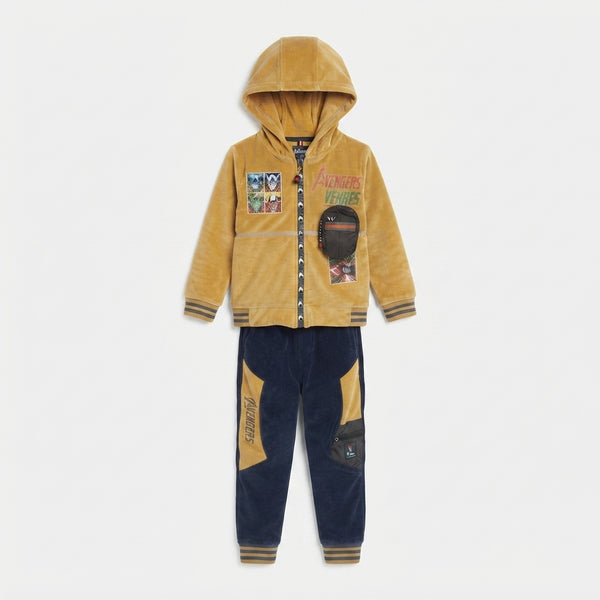Boys' Mustard Yellow and Navy Blue Hooded Tracksuit — Photo 3