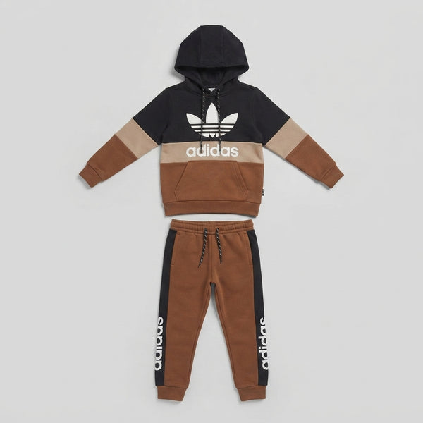 Colorblock Kids Tracksuit – Brown & Black Fleece Tracksuit for Boys — Photo 2