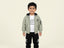 Little Boy in Sage Green Hooded Bomber Jacket, White T-Shirt, and Black Cargo Pants
