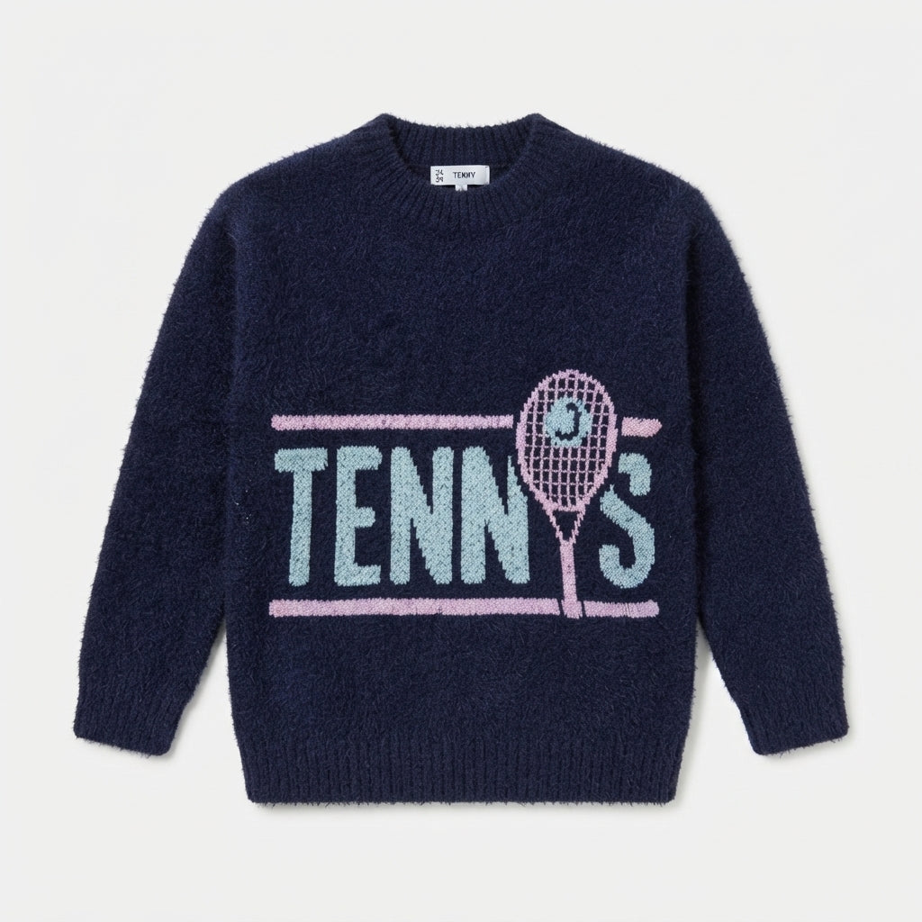 Boys Navy Blue "TENNY" Knit Sweater — Photo 2