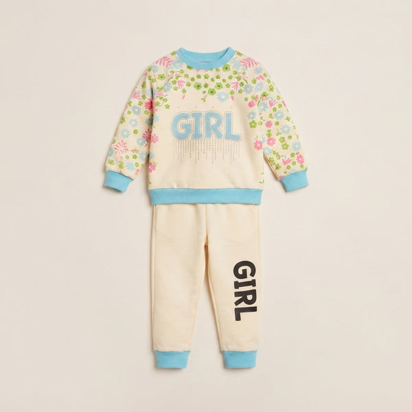 Girls 2 Piece Fleece Sky Blue Suit — Photo 2