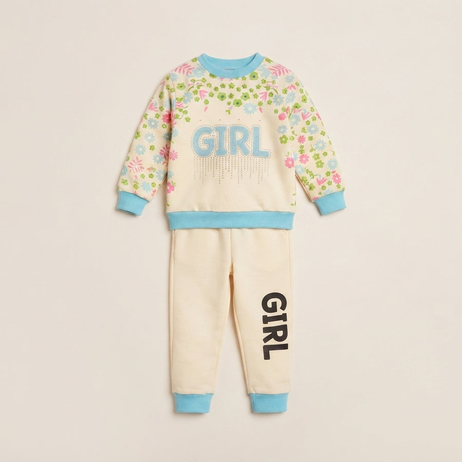 Girls 2 Piece Fleece Sky Blue Suit — Photo 2